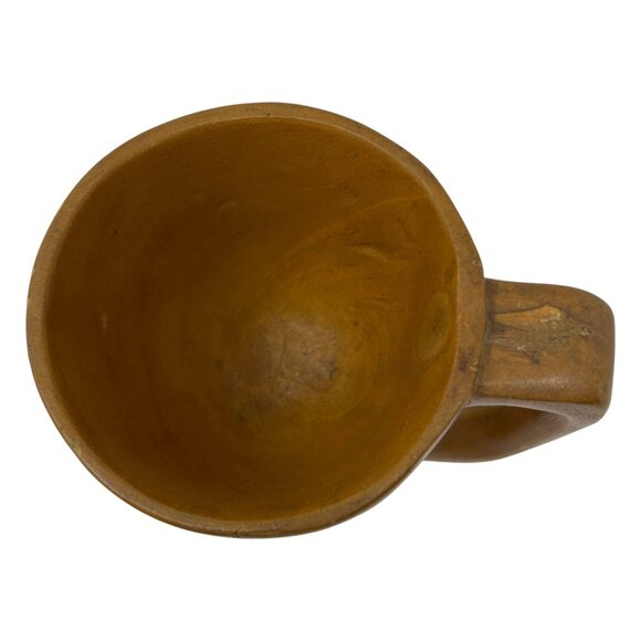 Vintage Hand Carved Mug Cup Wooden Wood Art Deco Woman Head Face 4.25" Tall - Picture 4 of 12